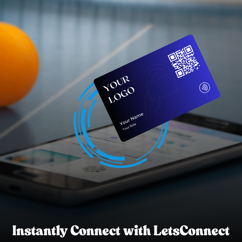 NFC digital business card instantly connecting to smartphone