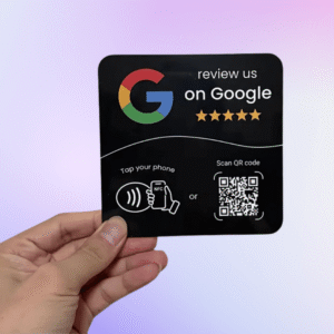 Google Review Card with Colorful Logo – NFC & QR Code Tap Review - Black