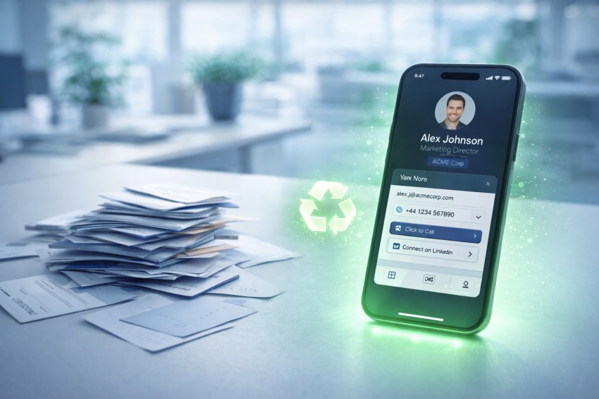 sustainable digital business cards for teams replacing paper systems
