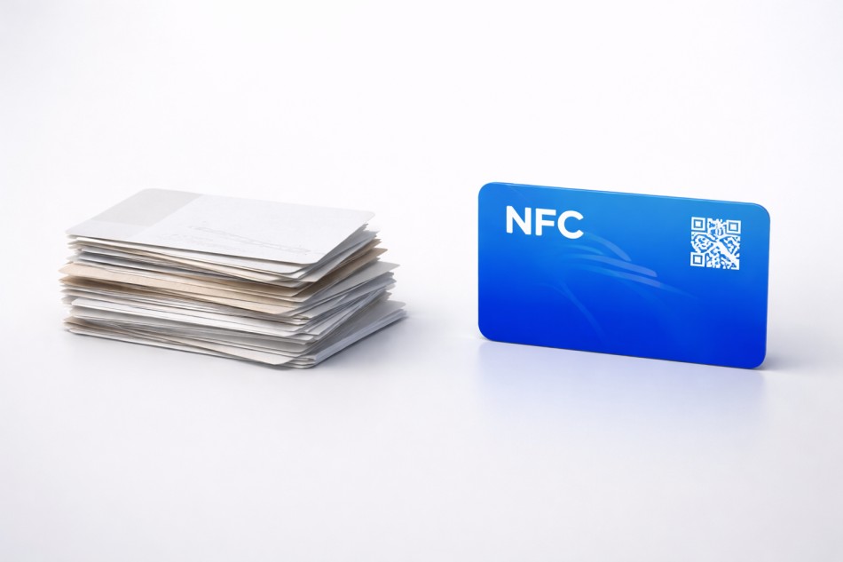 Comparison between paper cards and modern NFC business cards