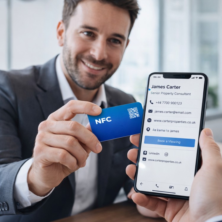 nfc business card digital profile on smartphone