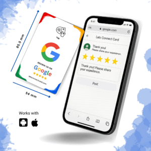 Google review digital business card UK with NFC and QR sharing