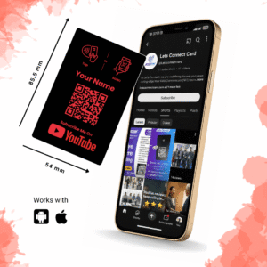 YouTube business card UK with NFC and QR channel sharing