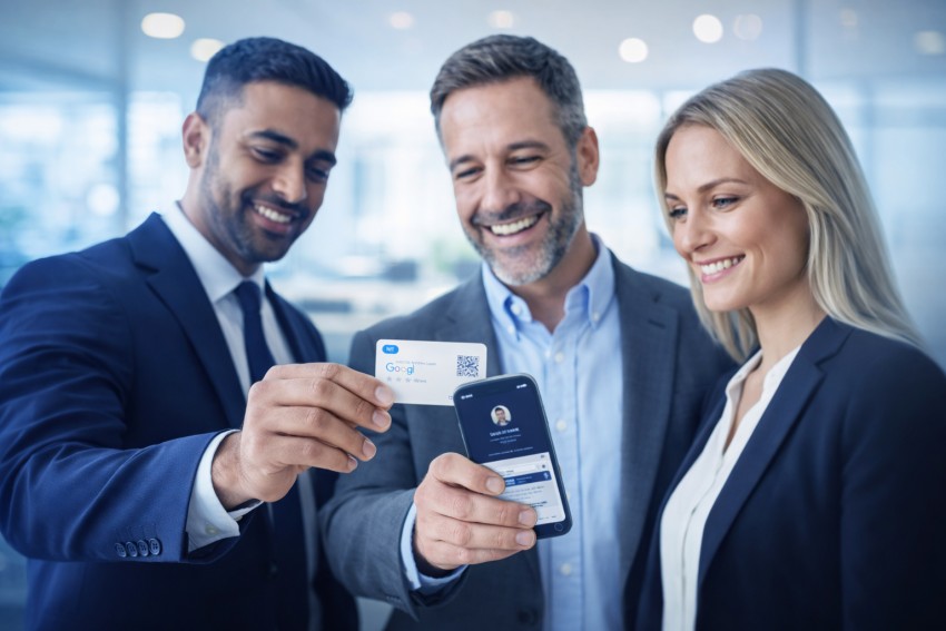 digital business cards for teams used by UK professionals sharing contact via NFC