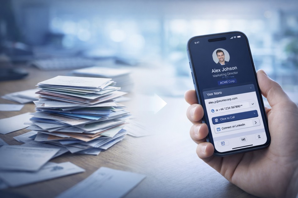digital business cards for teams replacing outdated paper cards in UK offices